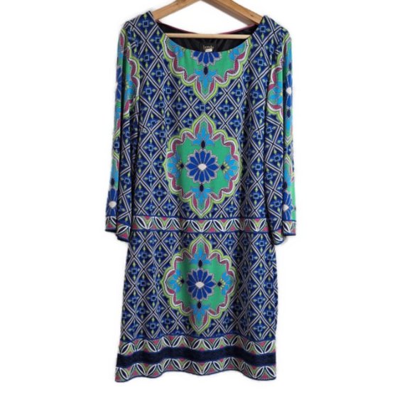 Laundry by Shelli Segal Floral Geometric Shift Dress Size Medium - Picture 1 of 7